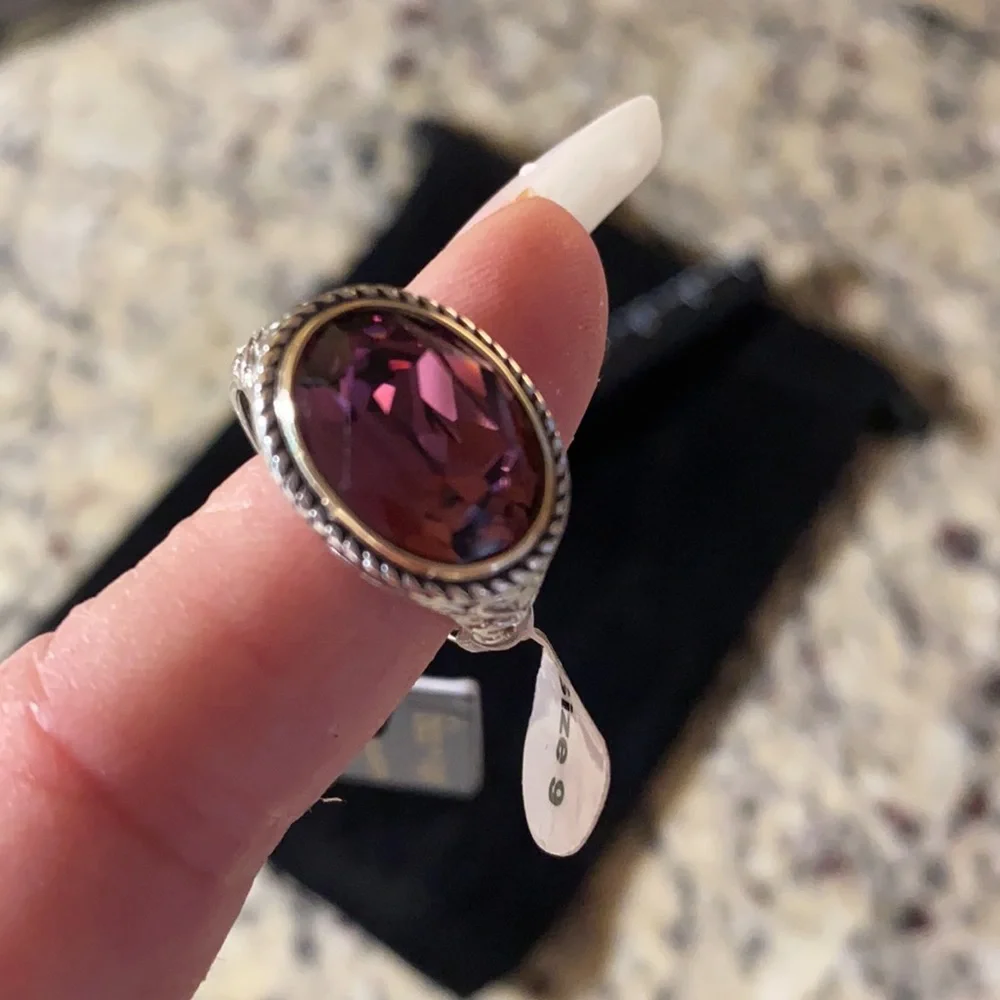 05:08.  Bleu * Sage Sterling Silver & 14K Amethyst Ring